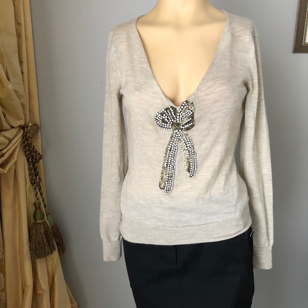 Alexander Maqueen Cashmere Gray Sweater w/crystals